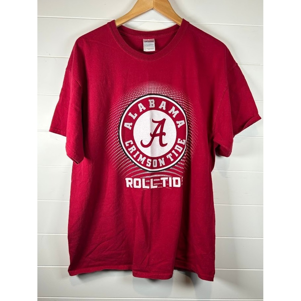 Gildan Alabama Crimson Tide Roll Tide Graphic T-Shirt Mens XL Red Short Sleeve